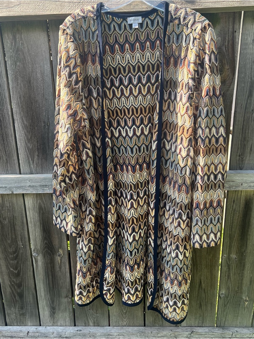 Avenue Multi-Color Wave Knit Top in Brown, Gold, Black